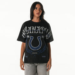 Indianapolis Colts The Wild Collective Women's Laurel Premium Baggy Dolman T-Shirt Black - NFL