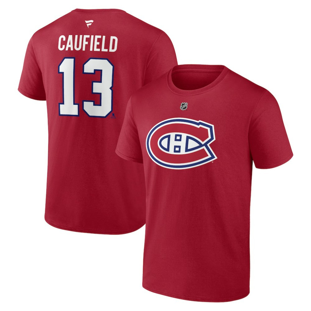 Cole Caufield Montreal Canadiens - Fanatics Authentic Stack Name & Number T-Shirt Red