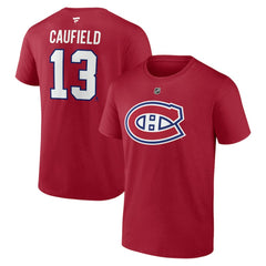 Cole Caufield Montreal Canadiens - Fanatics Authentic Stack Name & Number T-Shirt Red