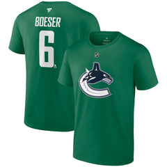 Brock Boeser Vancouver Canucks - Fanatics Authentic Stack Name & Number T-Shirt Green