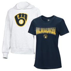 Milwaukee Brewers G-III 4Her by Carl Banks Women's T-Shirt and Hoodie Combo Pack for sale