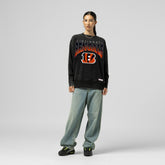 Cincinnati Bengals Women's Delineate Mineral Wash Crewneck Sweatshirt Black - Mitchell & Ness