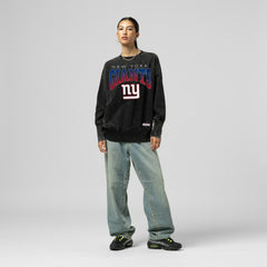 New York Giants Women's Delineate Mineral Wash Crewneck Sweatshirt Black - Mitchell & Ness