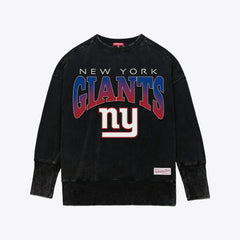 New York Giants Women's Delineate Mineral Wash Crewneck Sweatshirt Black - Mitchell & Ness