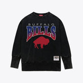 Buffalo Bills Women's Delineate Mineral Wash Crewneck Sweatshirt Black - Mitchell & Ness