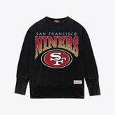 San Francisco 49ers Women's Delineate Mineral Wash Crewneck Sweatshirt Black - Mitchell & Ness