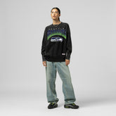 Seattle Seahawks Women's Delineate Mineral Wash Crewneck Sweatshirt Black - Mitchell & Ness