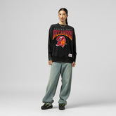 Tampa Bay Buccaneers Women's Delineate Mineral Wash Crewneck Sweatshirt Black - Mitchell & Ness