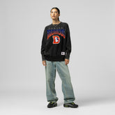 Denver Broncos Women's Delineate Mineral Wash Crewneck Sweatshirt Black - Mitchell & Ness