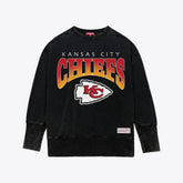 Kansas City Chiefs Women's Delineate Mineral Wash Crewneck Sweatshirt Black - Mitchell & Ness