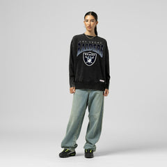 Las Vegas Raiders Women's Delineate Mineral Wash Crewneck Sweatshirt Black - Mitchell & Ness