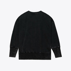Detroit Lions Women's Delineate Mineral Wash Crewneck Sweatshirt Black - Mitchell & Ness