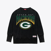 Green Bay Packers Women's Delineate Mineral Wash Crewneck Sweatshirt Black - Mitchell & Ness