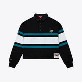 Jacksonville Jaguars Women's Throwback Cropped Long Sleeve Rugby Polo Black - Mitchell & Ness