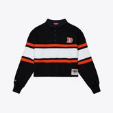 Denver Broncos Women's Throwback Cropped Long Sleeve Rugby Polo Black - Mitchell & Ness