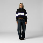 Baltimore Ravens Women's Cropped Long Sleeve Rugby Polo Black - Mitchell & Ness
