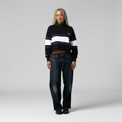 Baltimore Ravens Women's Cropped Long Sleeve Rugby Polo Black - Mitchell & Ness