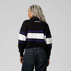 Baltimore Ravens Women's Cropped Long Sleeve Rugby Polo Black - Mitchell & Ness