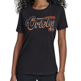 Baltimore Orioles Starter Women's Groovy Script Team Fitted T-Shirt Near Me