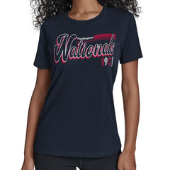 Washington Nationals Starter Women's Groovy Script Team Fitted T-Shirt Online
