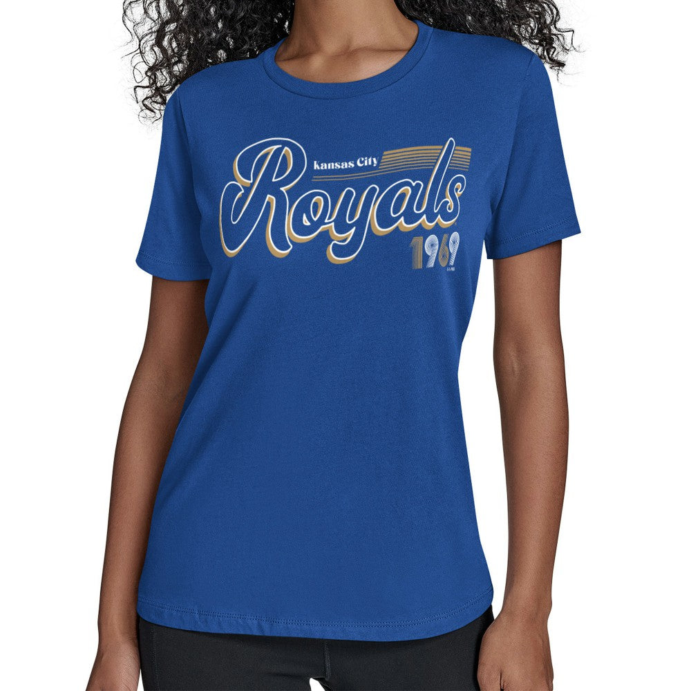 Kansas City Royals Starter Women's Groovy Script Team Fitted T-Shirt discount