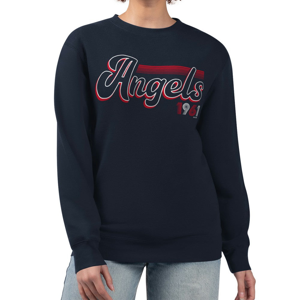 Los Angeles Angels Starter Women's Groovy Script Team Fleece Pullover Sweatshirt Lifestyle