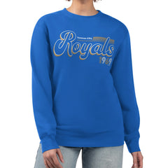 Kansas City Royals Starter Women's Groovy Script Team Fleece Pullover Sweatshirt Sale