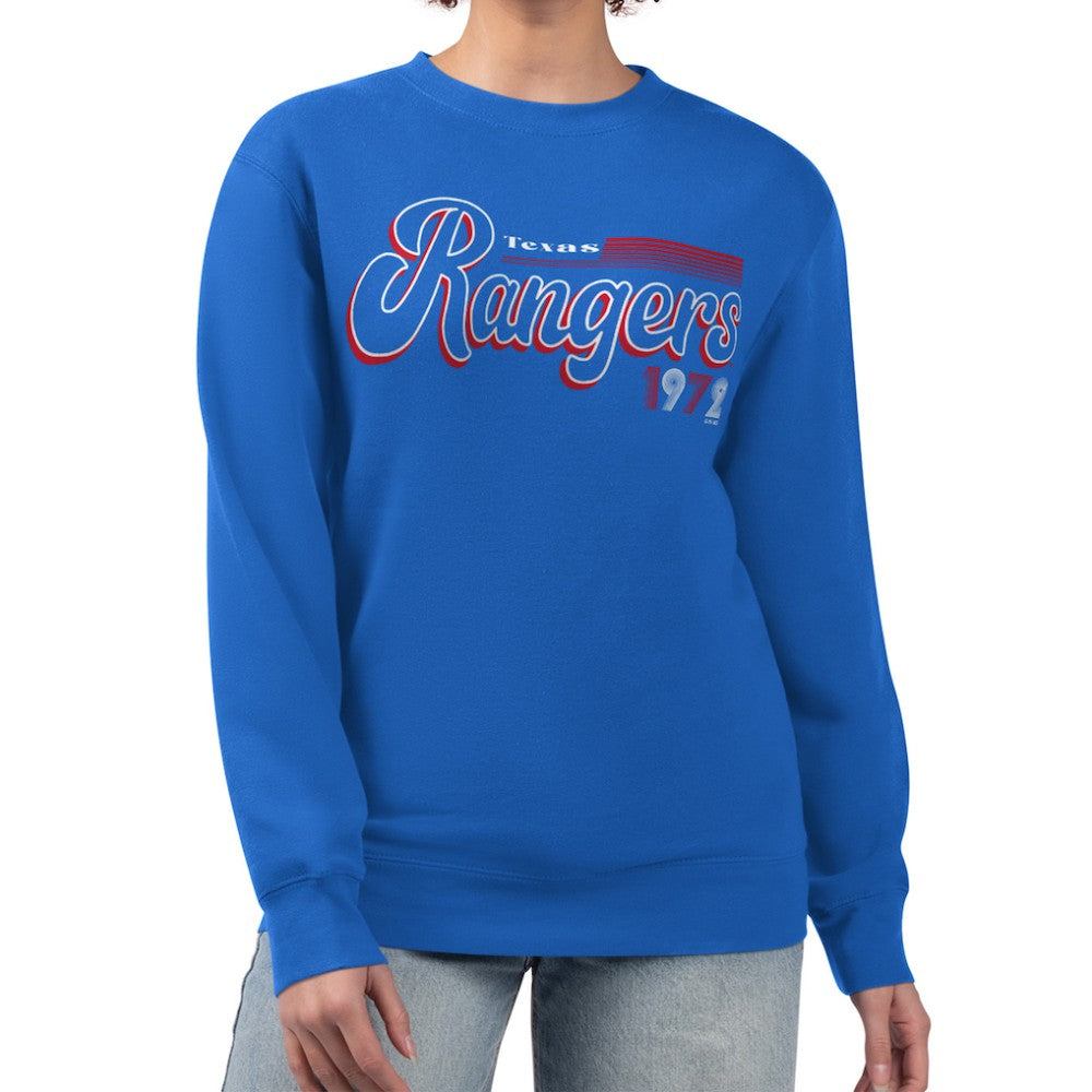 Texas Rangers Starter Women's Groovy Script Team Fleece Pullover Sweatshirt for sale