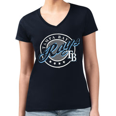 Tampa Bay Rays G-III 4Her by Carl Banks Women's Super-Slim Fit Lightweight Pinstripe Circle V-Neck T-Shirt Online