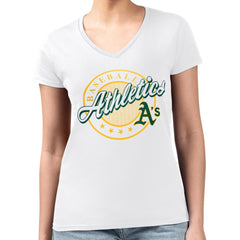 Athletics G-III 4Her by Carl Banks Women's Super-Slim Fit Lightweight Pinstripe Circle V-Neck T-Shirt for sale