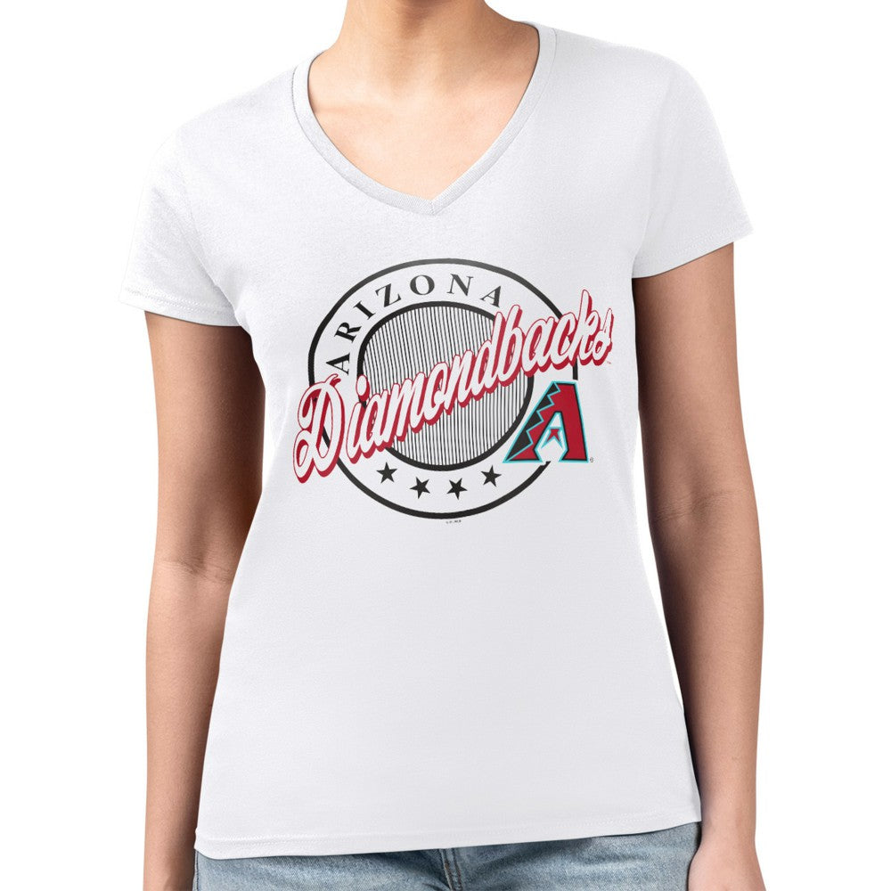 Arizona Diamondbacks G-III 4Her by Carl Banks Women's Super-Slim Fit Lightweight Pinstripe Circle V-Neck T-Shirt Online