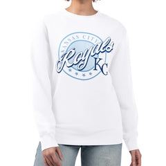 Kansas City Royals G-III 4Her by Carl Banks Women's Pinstripe Circle Team Fleece Pullover Sweatshirt Clearance