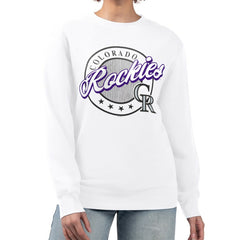 Colorado Rockies G-III 4Her by Carl Banks Women's Pinstripe Circle Team Fleece Pullover Sweatshirt Online