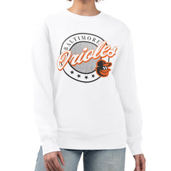 Baltimore Orioles G-III 4Her by Carl Banks Women's Pinstripe Circle Team Fleece Pullover Sweatshirt for sale
