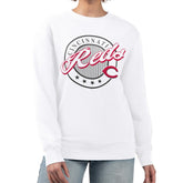 Cincinnati Reds G-III 4Her by Carl Banks Women's Pinstripe Circle Team Fleece Pullover Sweatshirt Lifestyle