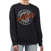 New York Mets G-III 4Her by Carl Banks Women's Pinstripe Circle Team Fleece Pullover Sweatshirt Clearance