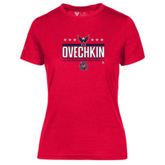 Alexander Ovechkin Washington Capitals Levelwear Women's NHL All-Time Leading Goal Scorer Milestone Stars Name & Number Maddox T-Shirt Red