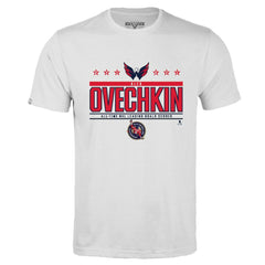Alexander Ovechkin Washington Capitals Levelwear NHL All-Time Leading Goal Scorer Milestone Stars Name & Number Richmond T-Shirt White