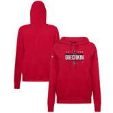 Alexander Ovechkin Washington Capitals Levelwear Women's NHL All-Time Leading Goal Scorer Milestone Stripes Name & Number Adorn Pullover Hoodie Red