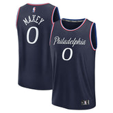 Fanatics - Tyrese Maxey Philadelphia 76ers Youth 2025/26 City Edition Fast Break Jersey - Navy
