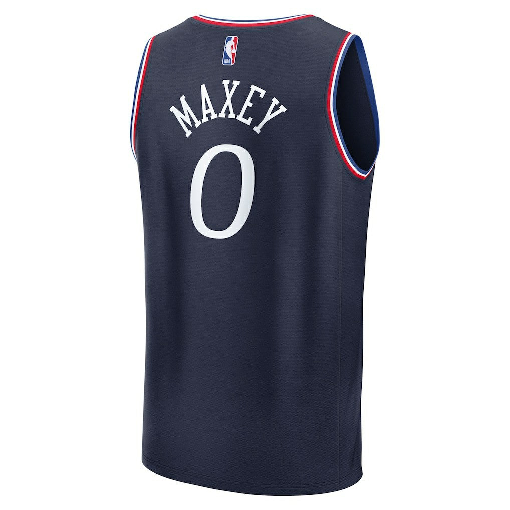 Tyrese Maxey Philadelphia 76ers Youth 2025/26 City Edition Fast Break Jersey - Navy | NBA Jerseys