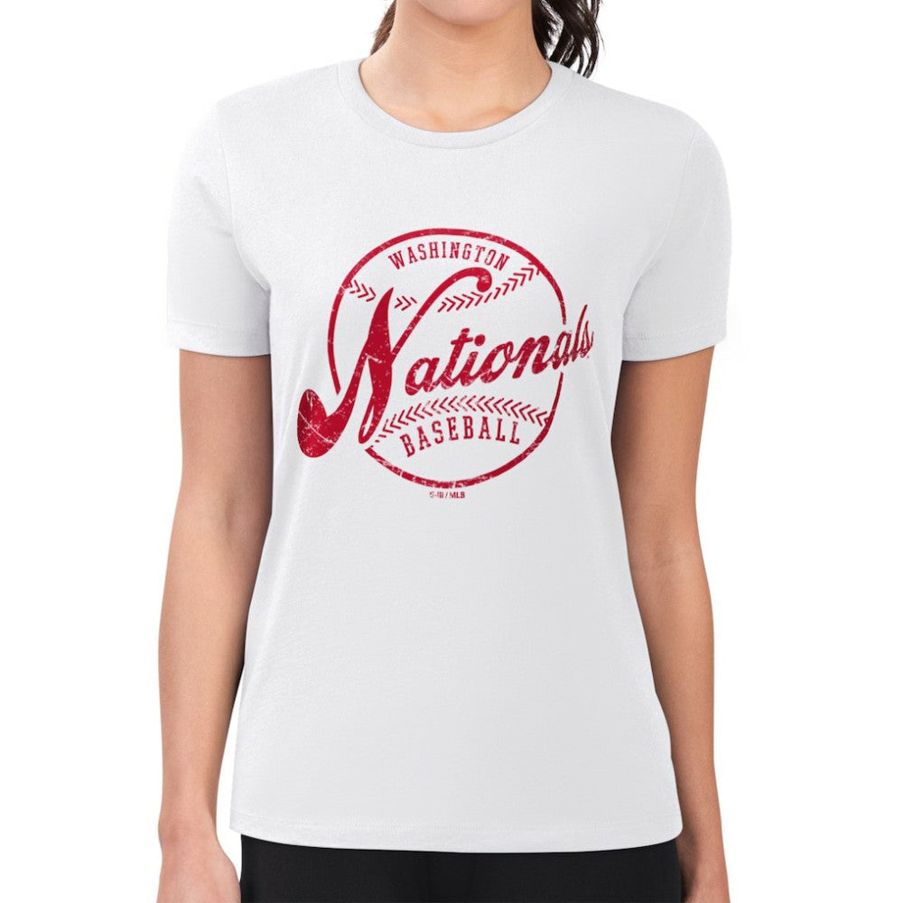 Washington Nationals G-III 4Her by Carl Banks Women's Super-Slim Fit Lightweight Distressed Baseball Team T-Shirt Near Me
