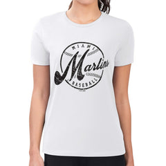 Miami Marlins G-III 4Her by Carl Banks Women's Super-Slim Fit Lightweight Distressed Baseball Team T-Shirt Sale