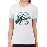 Athletics G-III 4Her by Carl Banks Women's Super-Slim Fit Lightweight Distressed Baseball Team T-Shirt Clearance