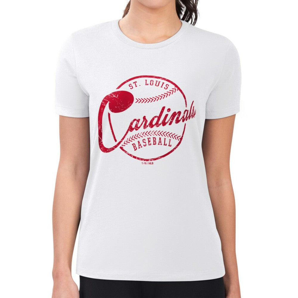St. Louis Cardinals G-III 4Her by Carl Banks Women's Super-Slim Fit Lightweight Distressed Baseball Team T-Shirt On Sale