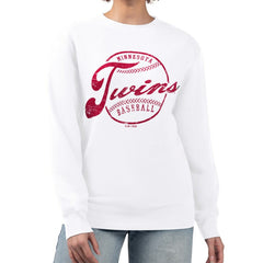 Minnesota Twins G-III 4Her by Carl Banks Women's Distressed Baseball Team Fleece Pullover Sweatshirt for sale