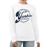 New York Yankees G-III 4Her by Carl Banks Women's Distressed Baseball Team Fleece Pullover Sweatshirt Online