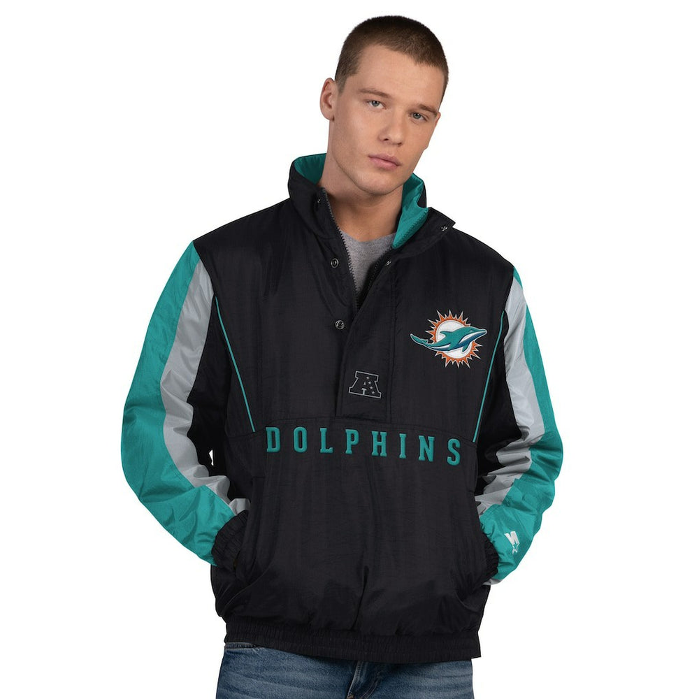 Miami Dolphins Starter Thursday Night Gridiron Half-Zip Jacket Black - NFL