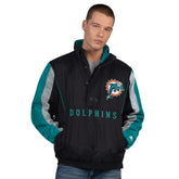 Miami Dolphins Starter Thursday Night Gridiron Vintage Logo Half-Zip Jacket Black - NFL