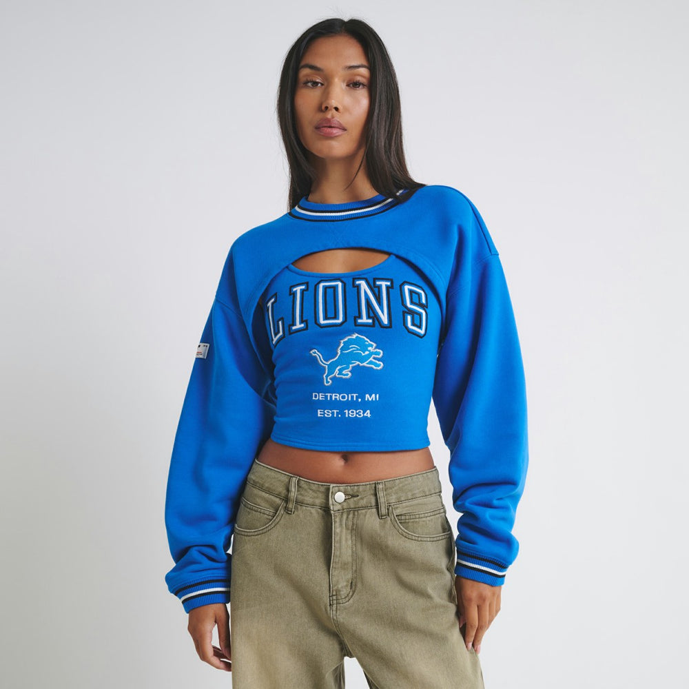 Detroit Lions Off Season Women's Fleece Shrug Cami Blue - NFL